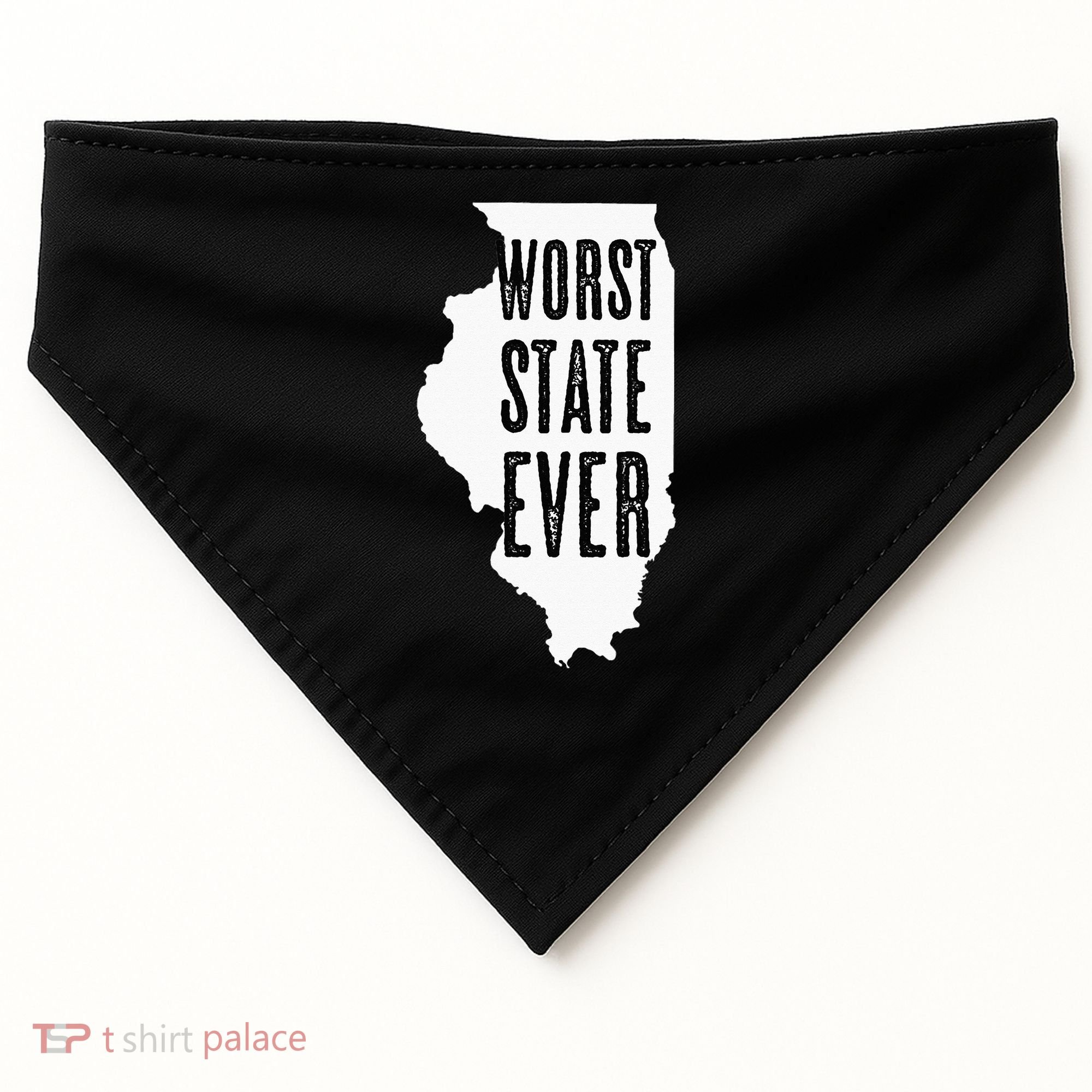 Illinois Worst State Ever IL Sucks Funny Graphic USA-Made Doggie Bandana