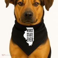 Illinois Worst State Ever IL Sucks Funny Graphic USA-Made Doggie Bandana thumb 1