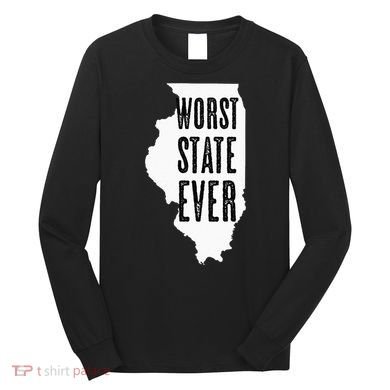 Illinois Worst State Ever IL Sucks Funny Graphic Long Sleeve Shirt