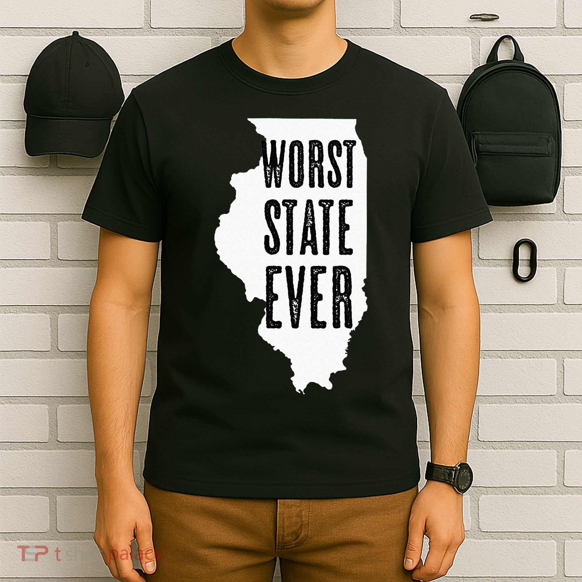 Illinois Worst State Ever IL Sucks Funny Graphic T-Shirt