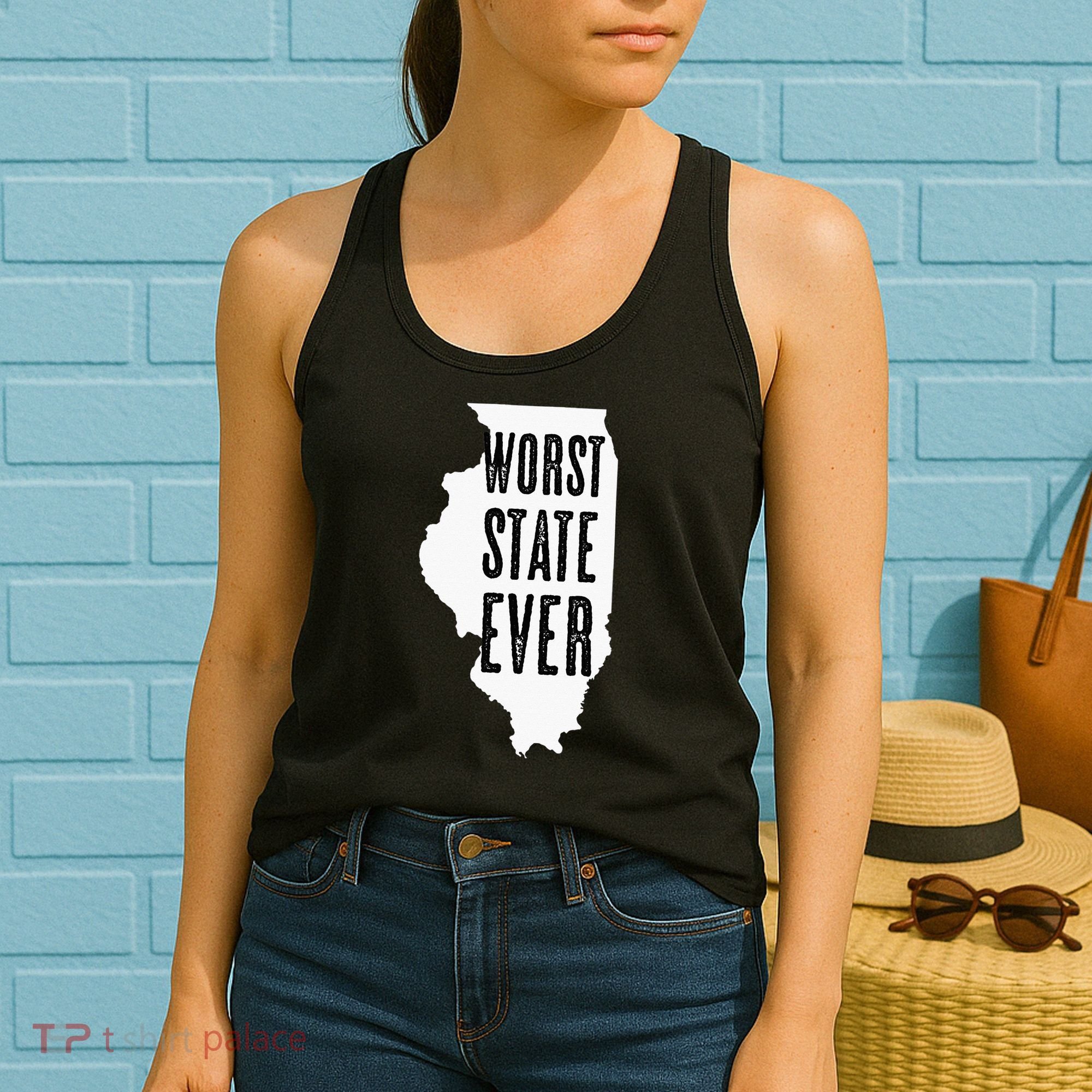 Illinois Worst State Ever IL Sucks Funny Graphic Women's Tank Top