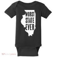 Illinois Worst State Ever IL Sucks Funny Graphic Baby Bodysuit thumb 0