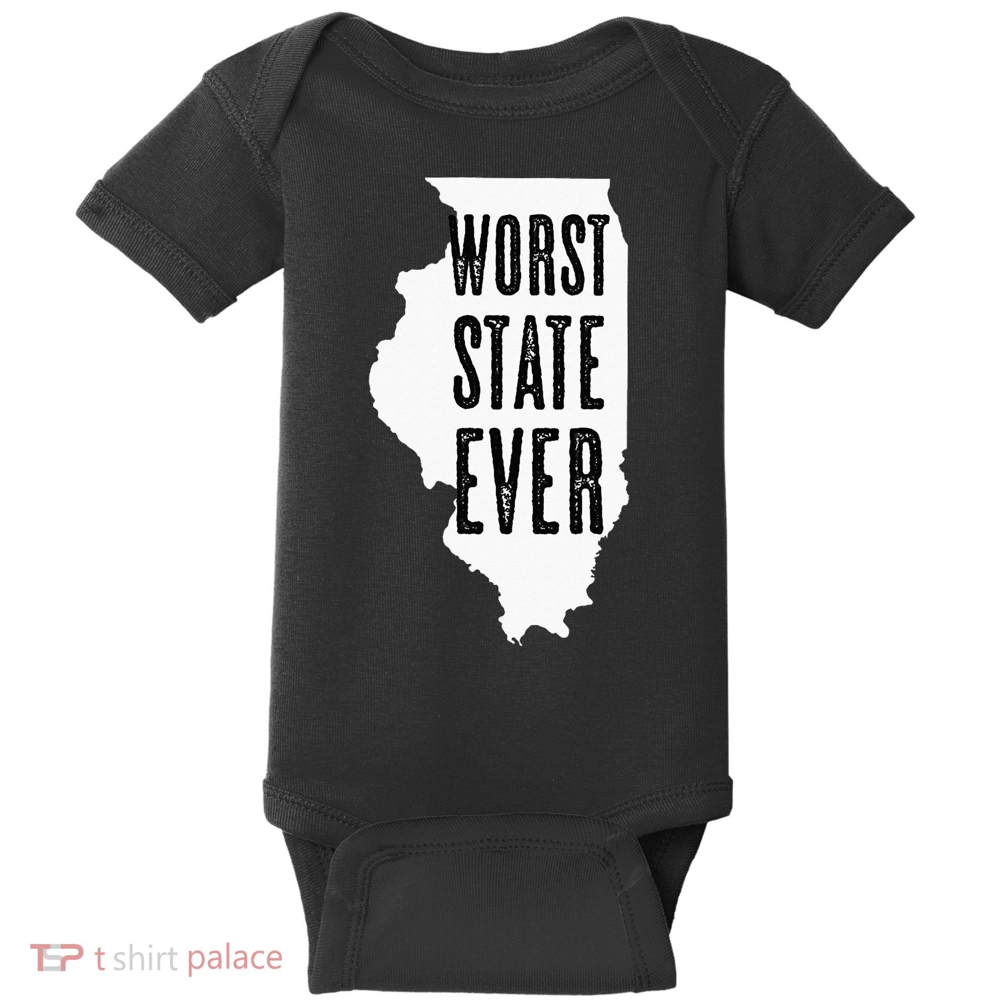 Illinois Worst State Ever IL Sucks Funny Graphic Baby Bodysuit