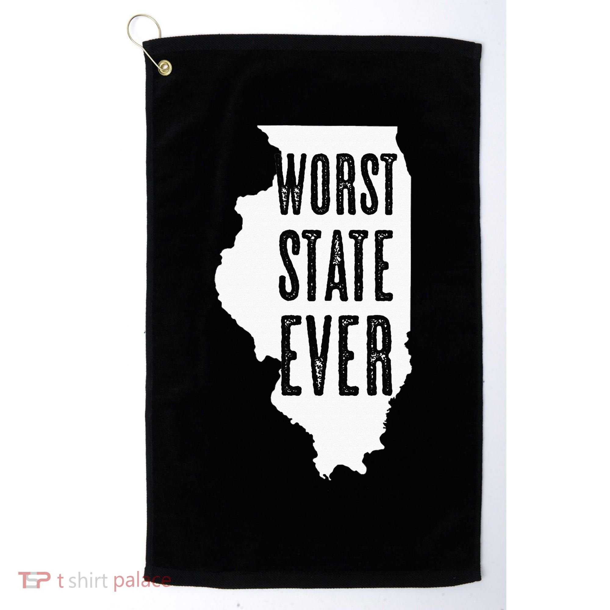 Illinois Worst State Ever IL Sucks Funny Graphic Golf Towel