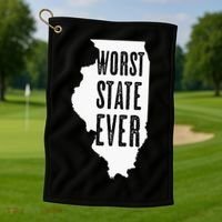 Illinois Worst State Ever IL Sucks Funny Graphic Golf Towel thumb 1