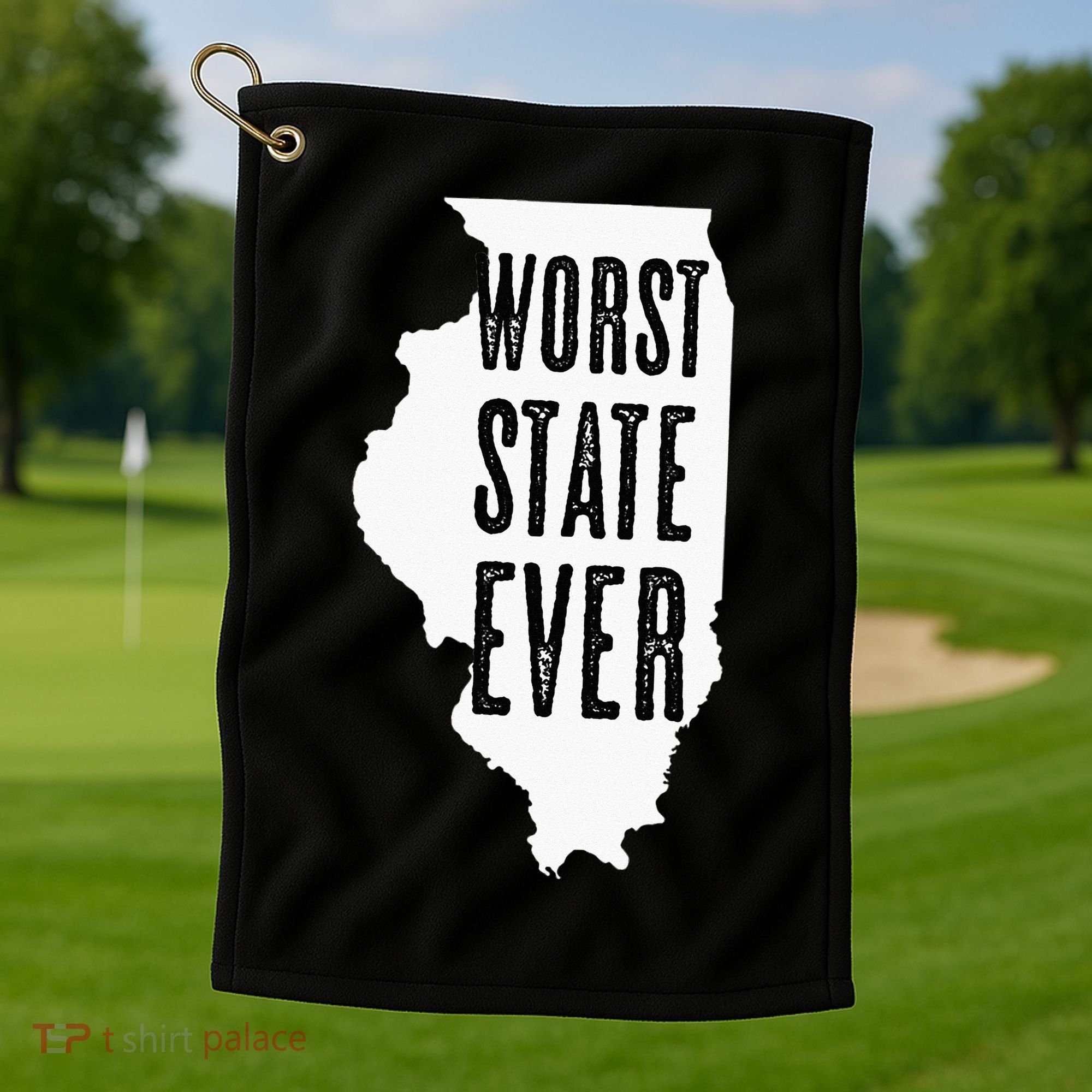 Illinois Worst State Ever IL Sucks Funny Graphic Golf Towel