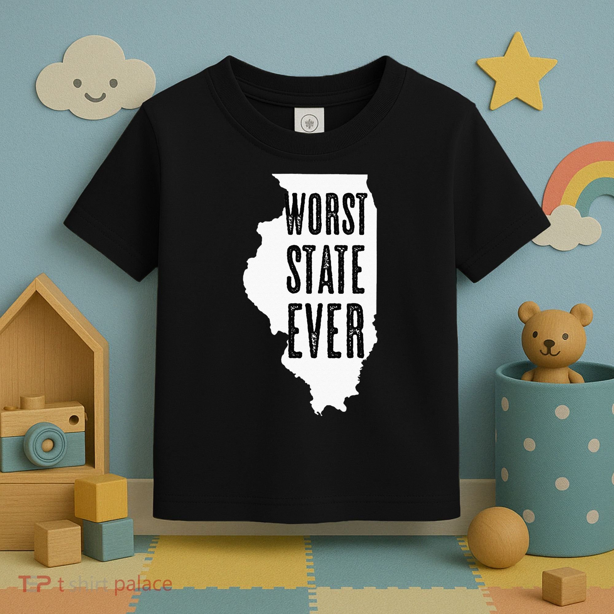 Illinois Worst State Ever IL Sucks Funny Graphic Toddler T-Shirt