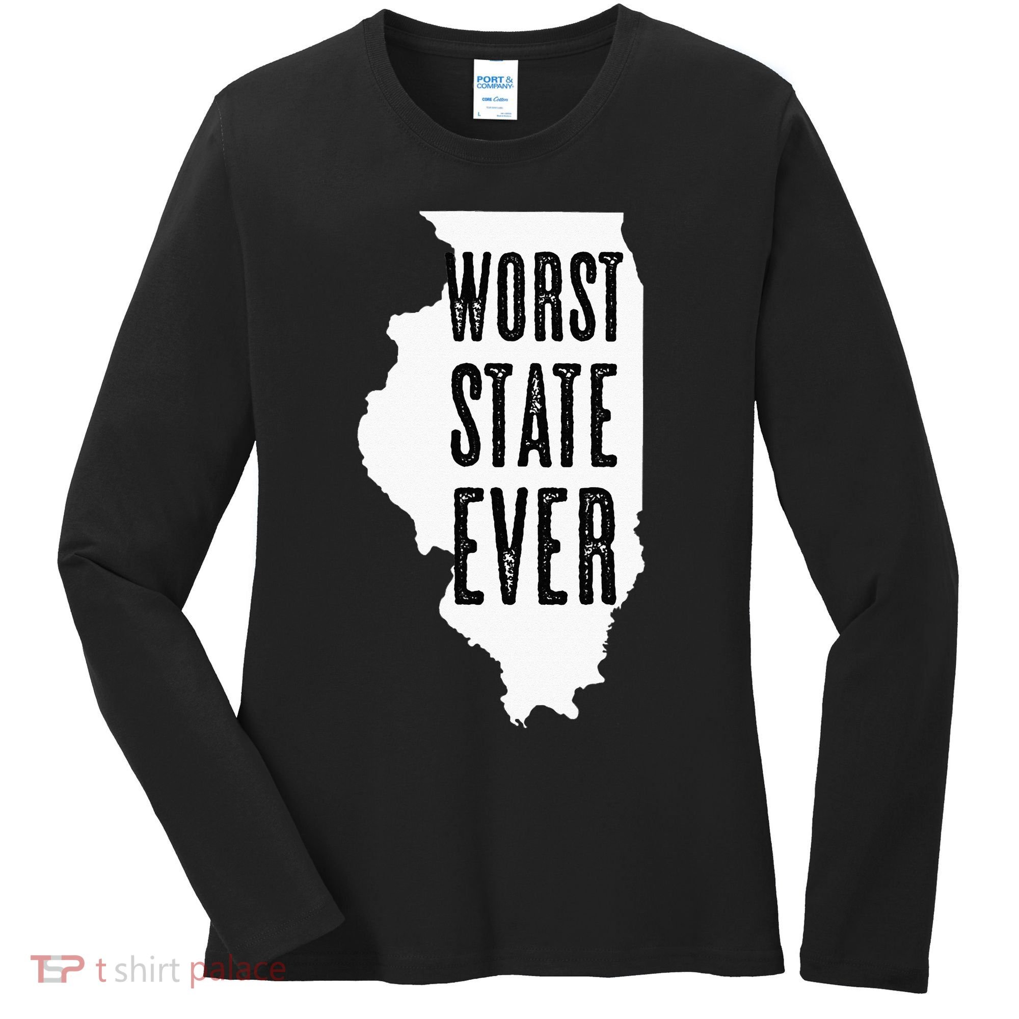 Illinois Worst State Ever IL Sucks Funny Graphic Women's Long Sleeve Shirt