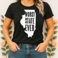 Illinois Worst State Ever IL Sucks Funny Graphic Women's T-Shirt thumb 2