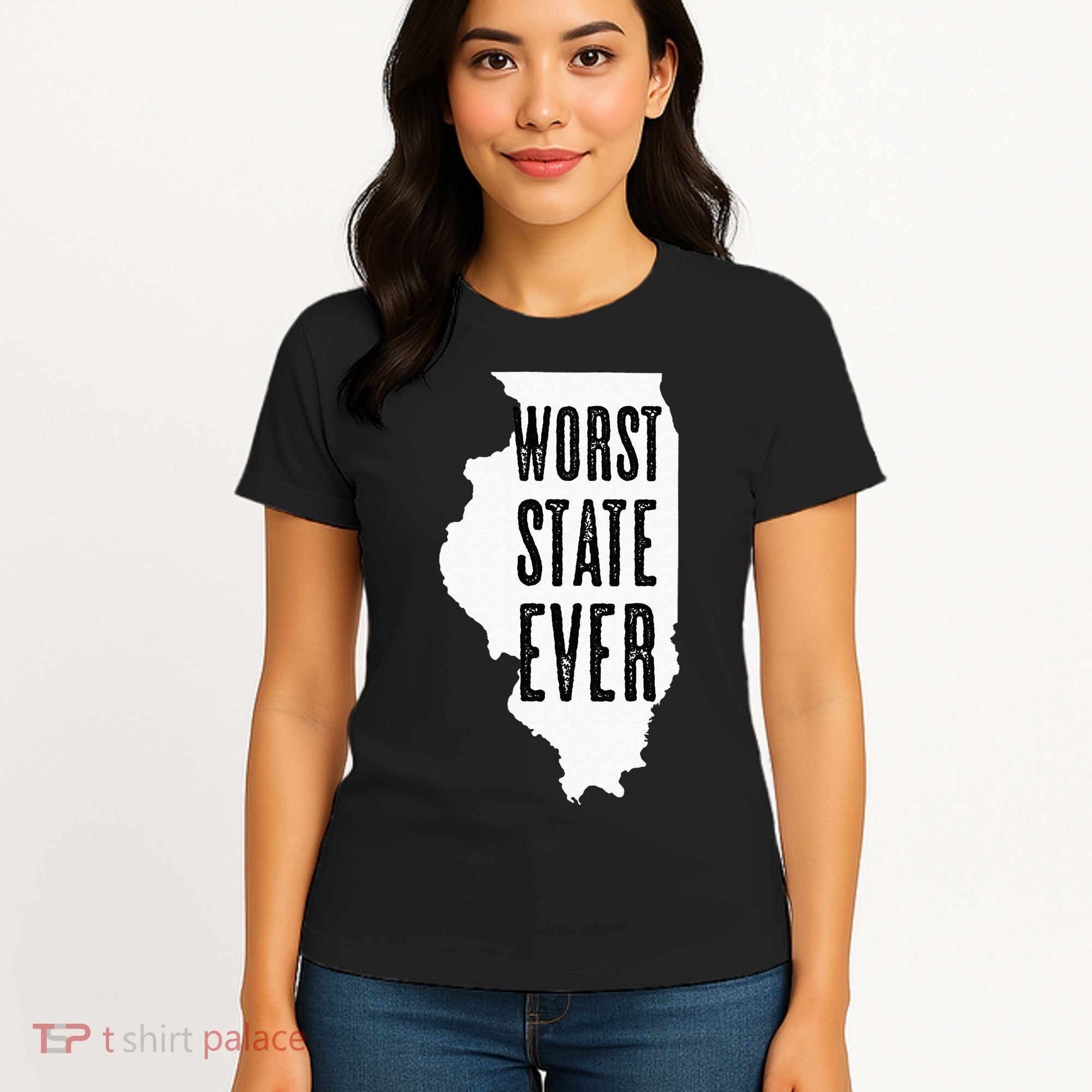 Illinois Worst State Ever IL Sucks Funny Graphic Women's T-Shirt