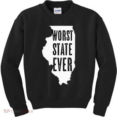 Illinois Worst State Ever IL Sucks Funny Graphic Kids Sweatshirt