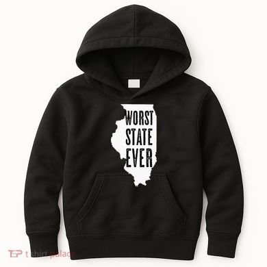 Illinois Worst State Ever IL Sucks Funny Graphic Kids Hoodie