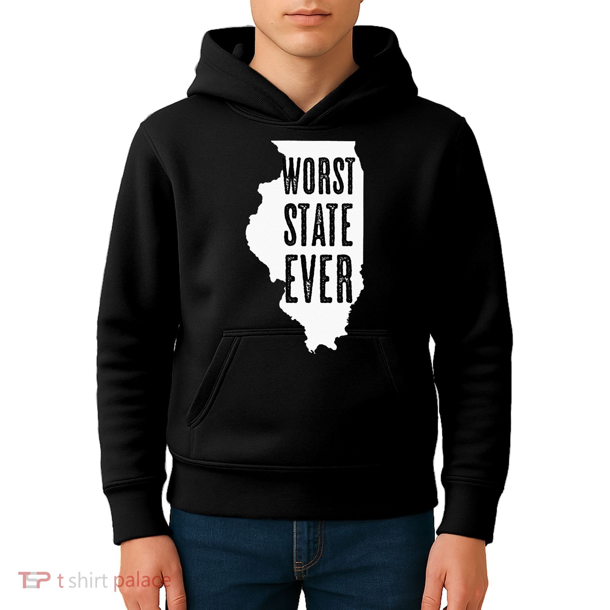 Illinois Worst State Ever IL Sucks Funny Graphic Kids Hoodie