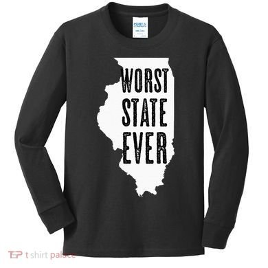 Illinois Worst State Ever IL Sucks Funny Graphic Kids Long Sleeve Shirt