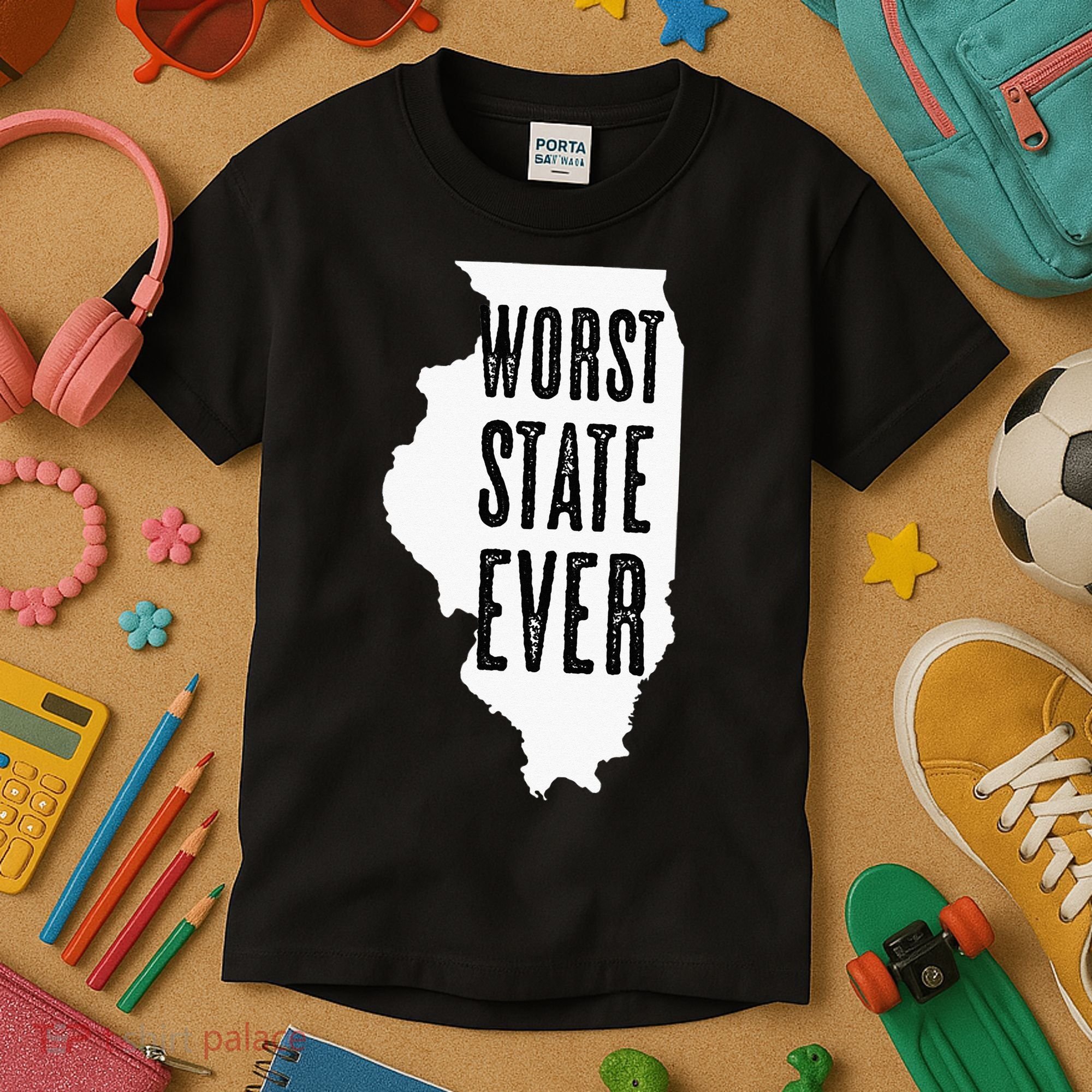 Illinois Worst State Ever IL Sucks Funny Graphic Kids T-Shirt