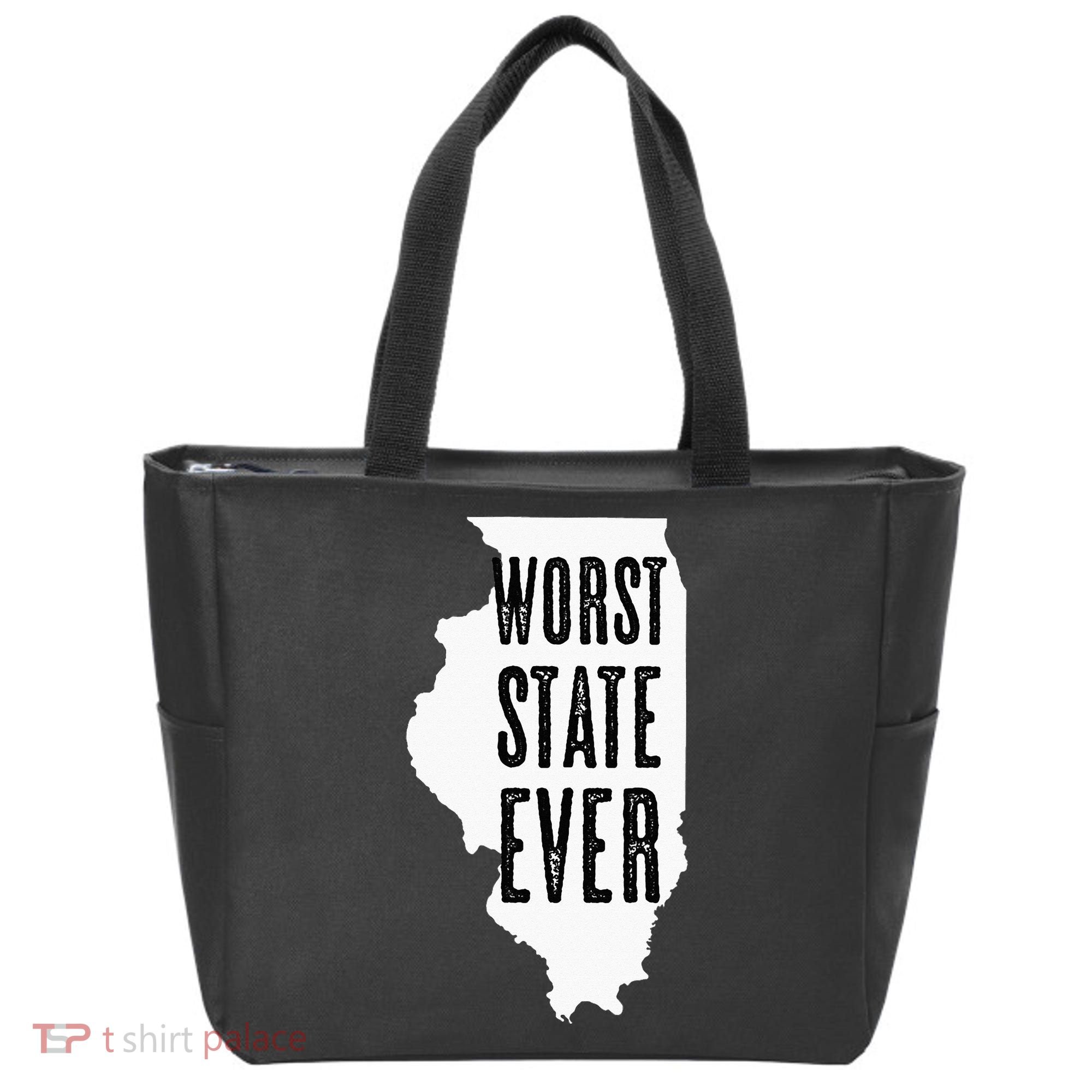 Illinois Worst State Ever IL Sucks Funny Graphic Tote Bag