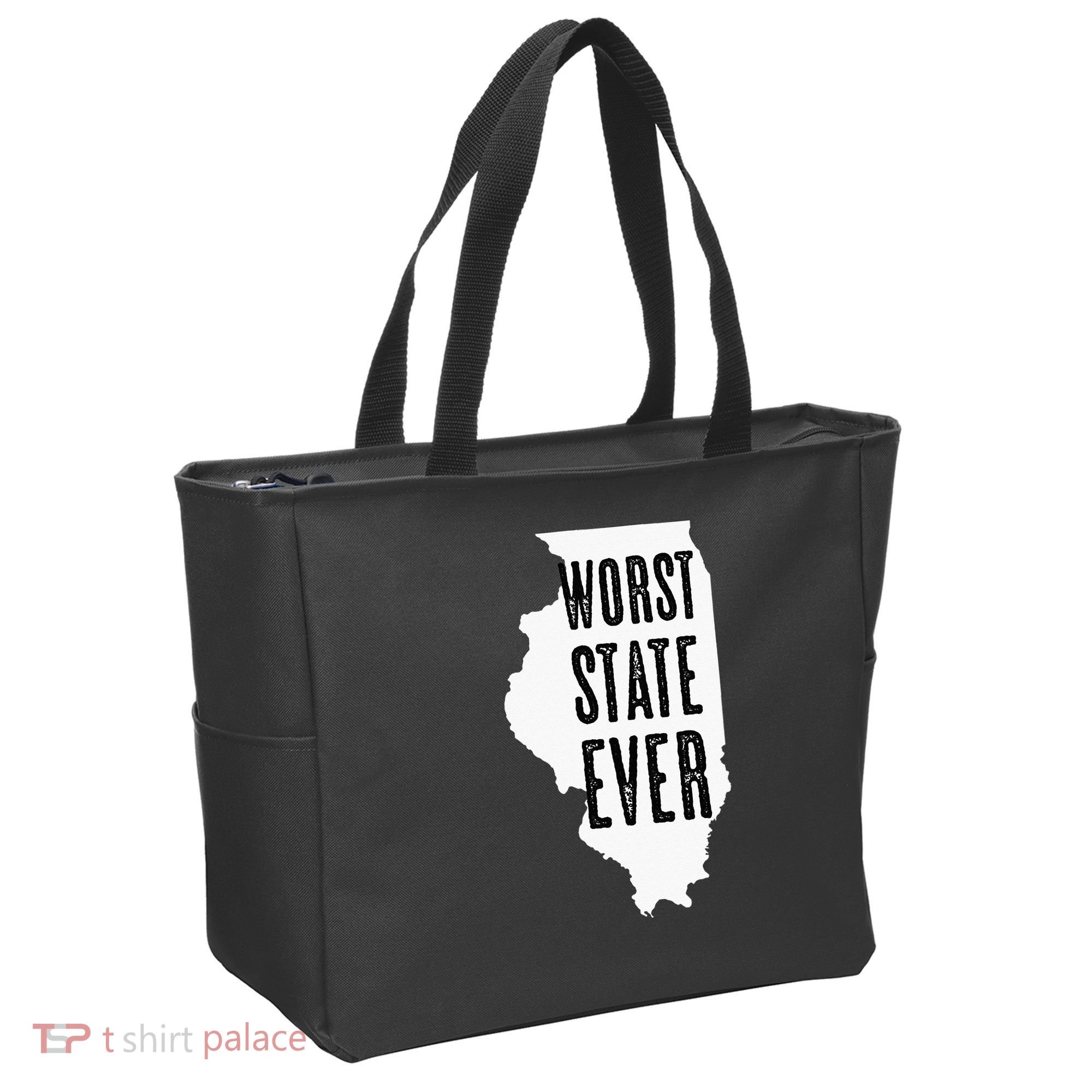 Illinois Worst State Ever IL Sucks Funny Graphic Tote Bag