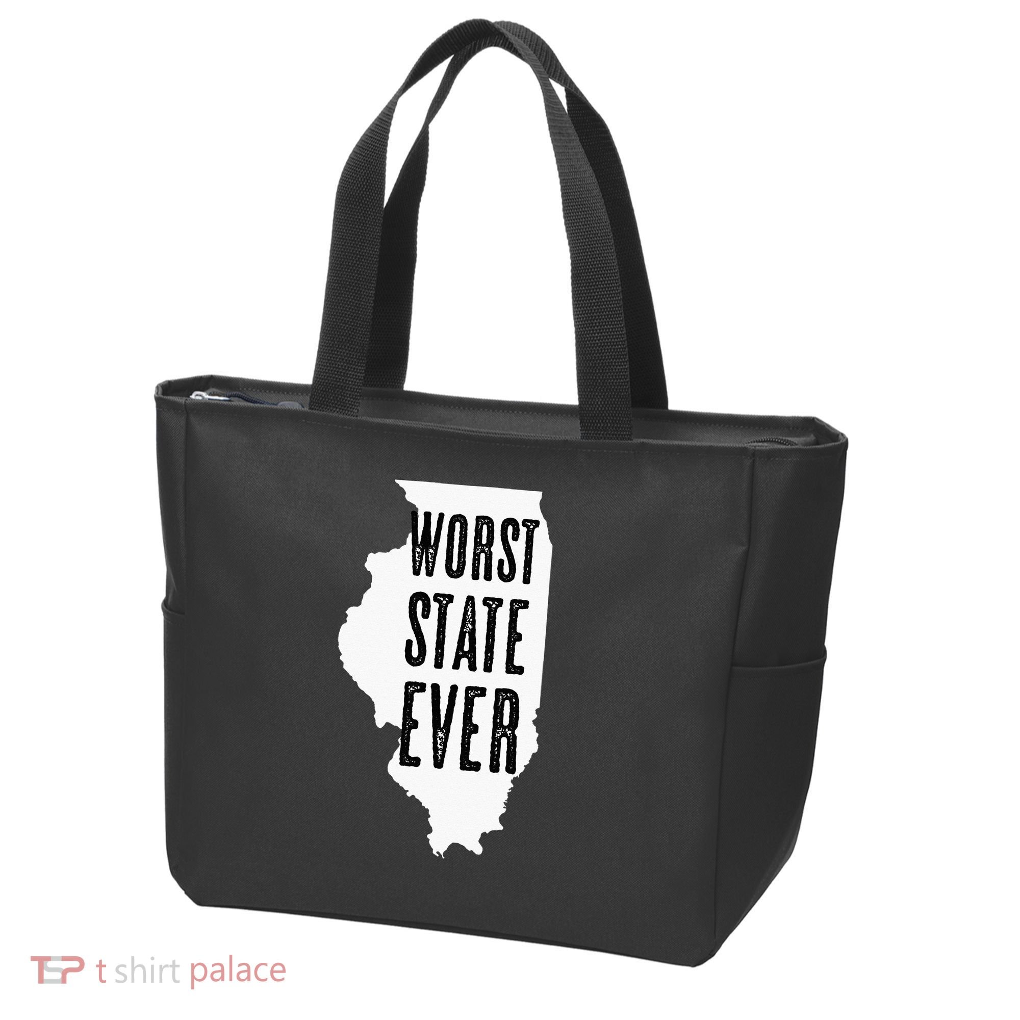 Illinois Worst State Ever IL Sucks Funny Graphic Tote Bag