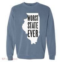 Illinois Worst State Ever IL Sucks Funny Graphic Garment-Dyed Sweatshirt thumb 0