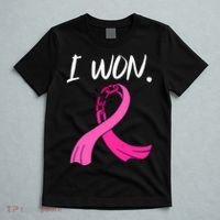 I Won Survivor Breast Cancer Awareness Support Mom Wife T-Shirt thumb 5