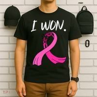 I Won Survivor Breast Cancer Awareness Support Mom Wife T-Shirt thumb 6