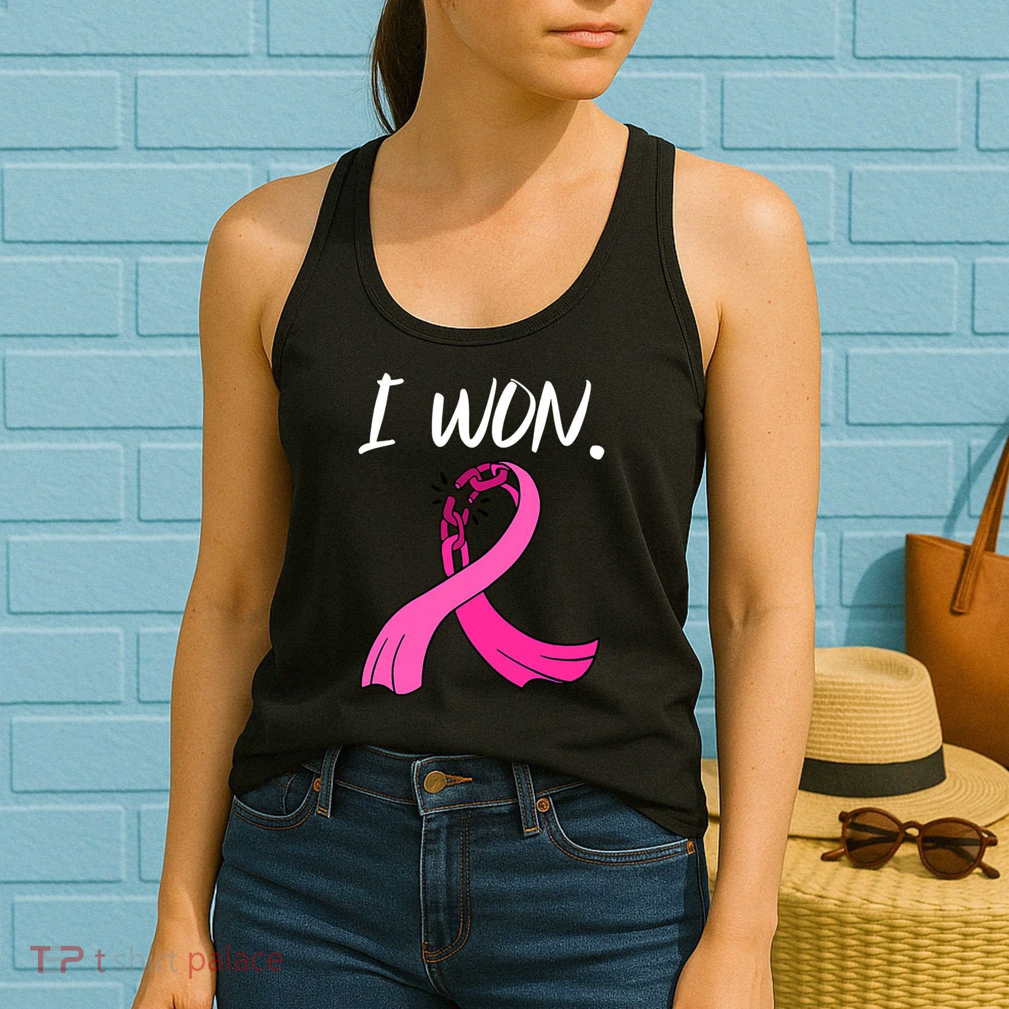 I Won Survivor Breast Cancer Awareness Support Mom Wife Women's Tank Top