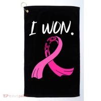 I Won Survivor Breast Cancer Awareness Support Mom Wife Golf Towel thumb 0