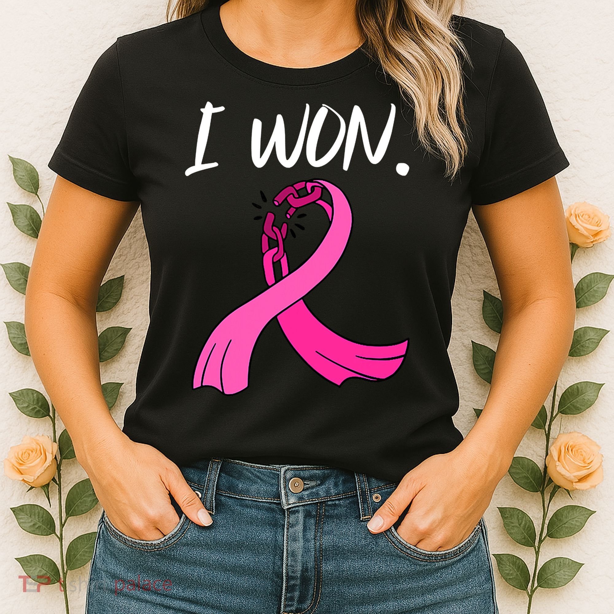 I Won Survivor Breast Cancer Awareness Support Mom Wife Women's T-Shirt