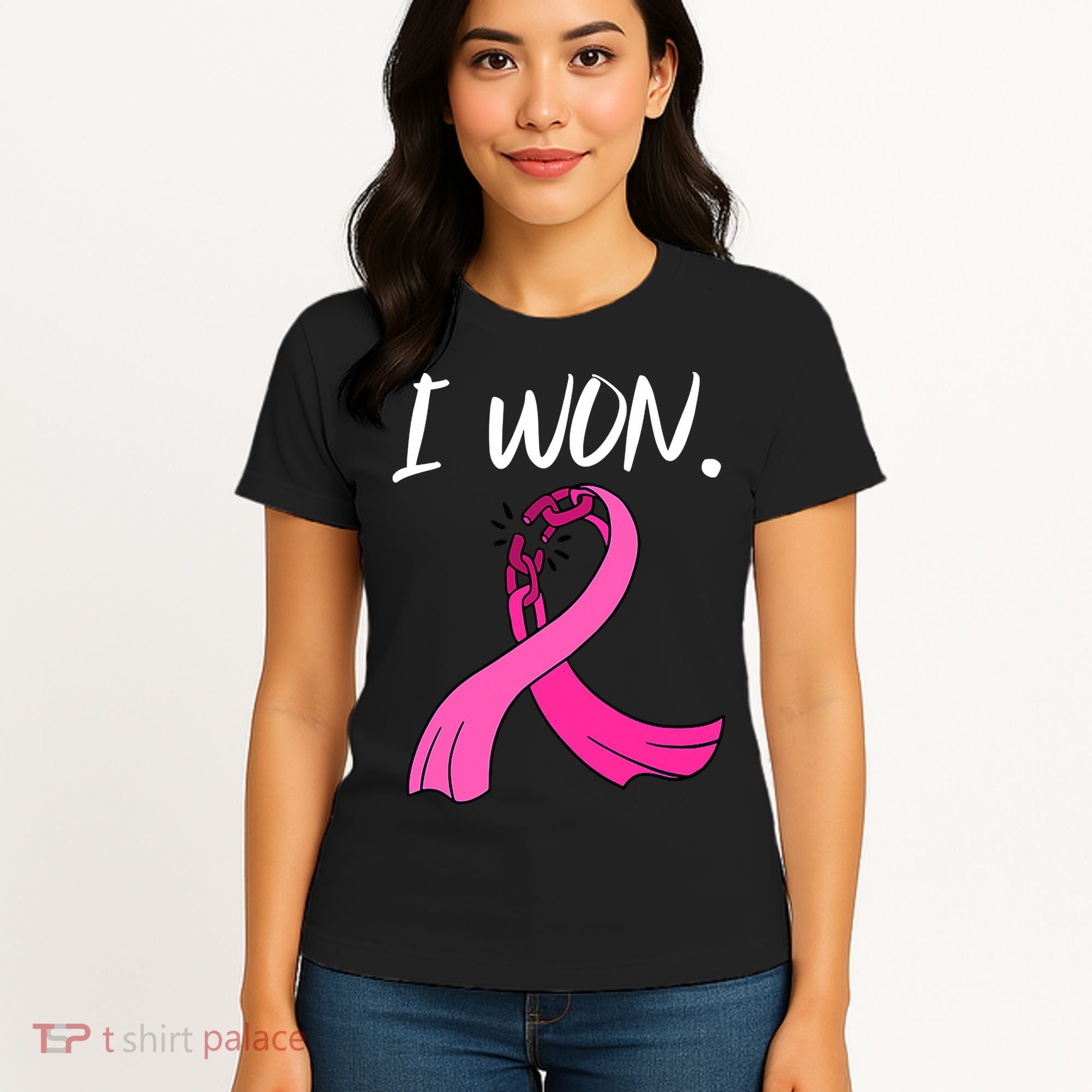 I Won Survivor Breast Cancer Awareness Support Mom Wife Women's T-Shirt