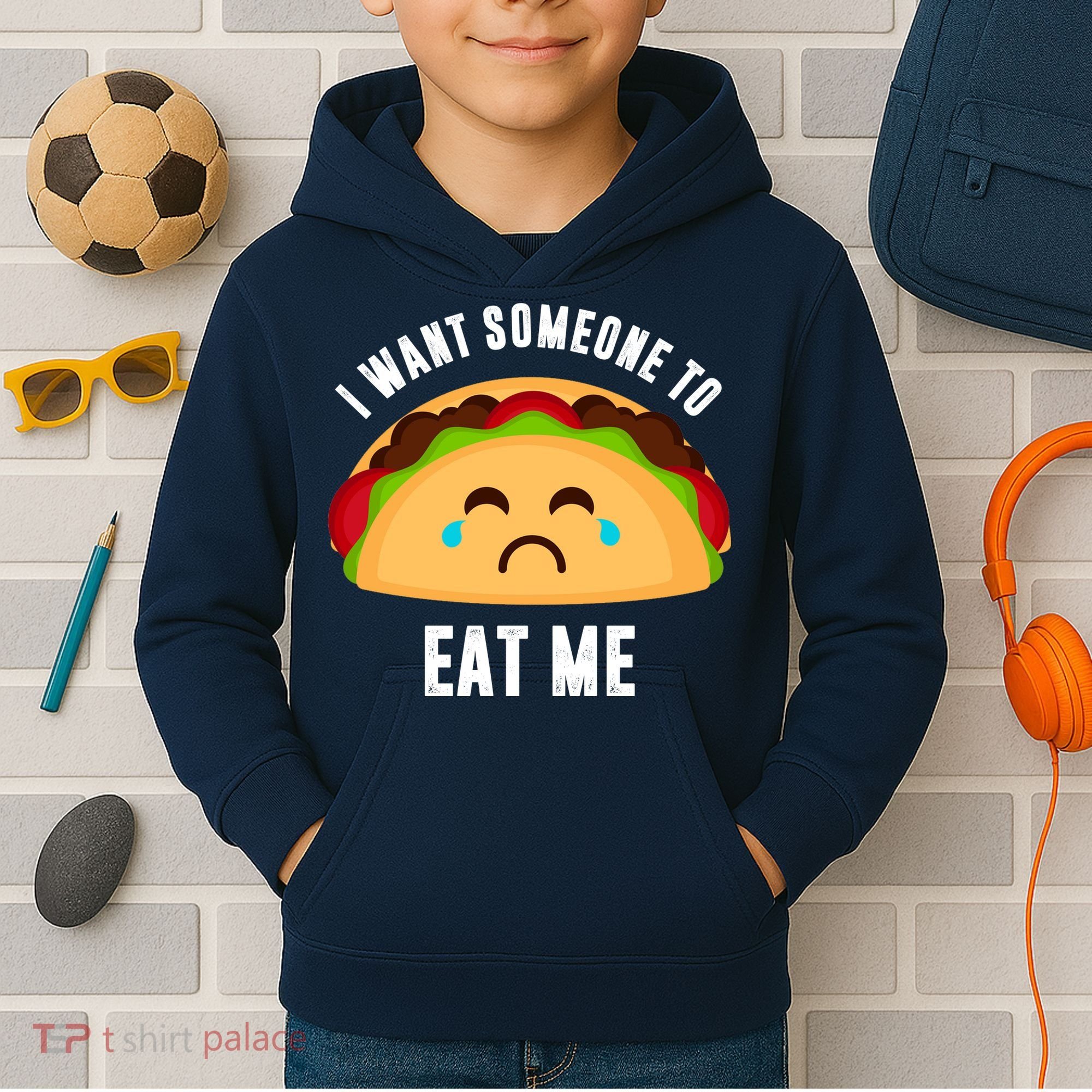 I Want Someone To Eat Me Sad Taco Kids Hoodie