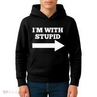 IM With Stupid Arrow Pointing Right Funny IM With Stupid Kids Hoodie thumb 4