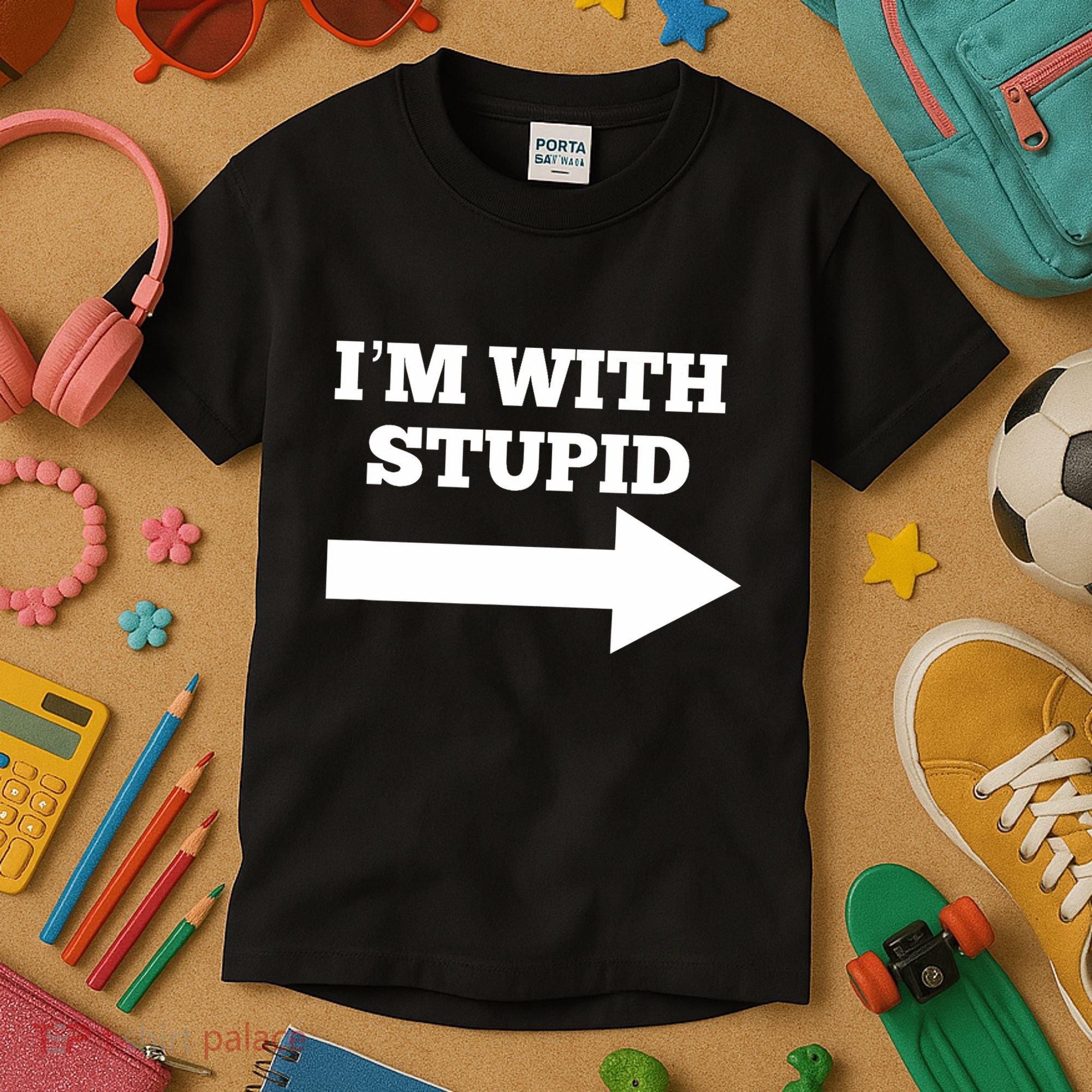 IM With Stupid Arrow Pointing Right Funny IM With Stupid Kids T-Shirt