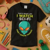 I Watch Sci Fi And I Know Things Kids T-Shirt thumb 3
