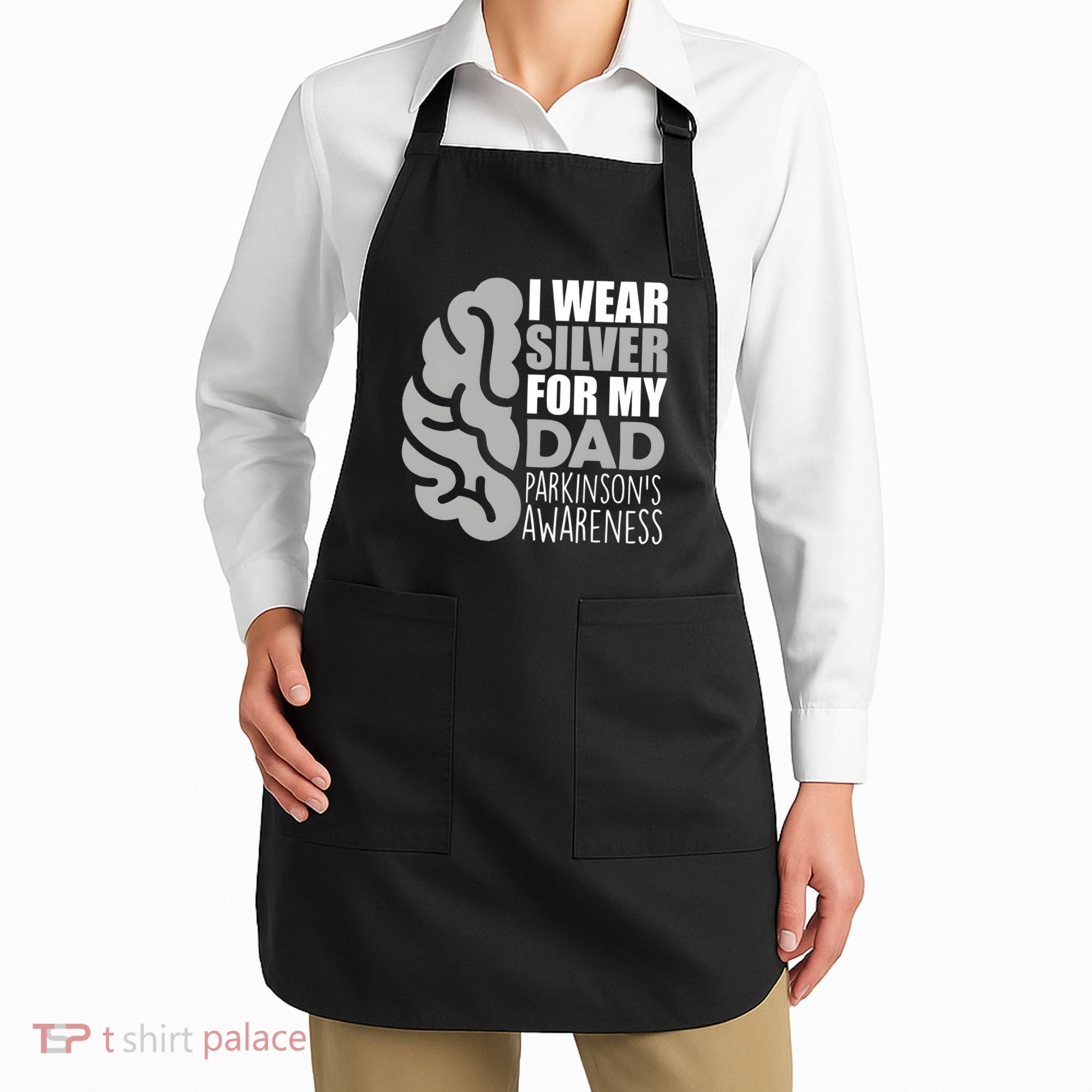 I Wear Silver For My Dad Parkinsons Awareness Apron