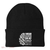 I Wear Silver For My Dad Parkinsons Awareness Beanie thumb 0