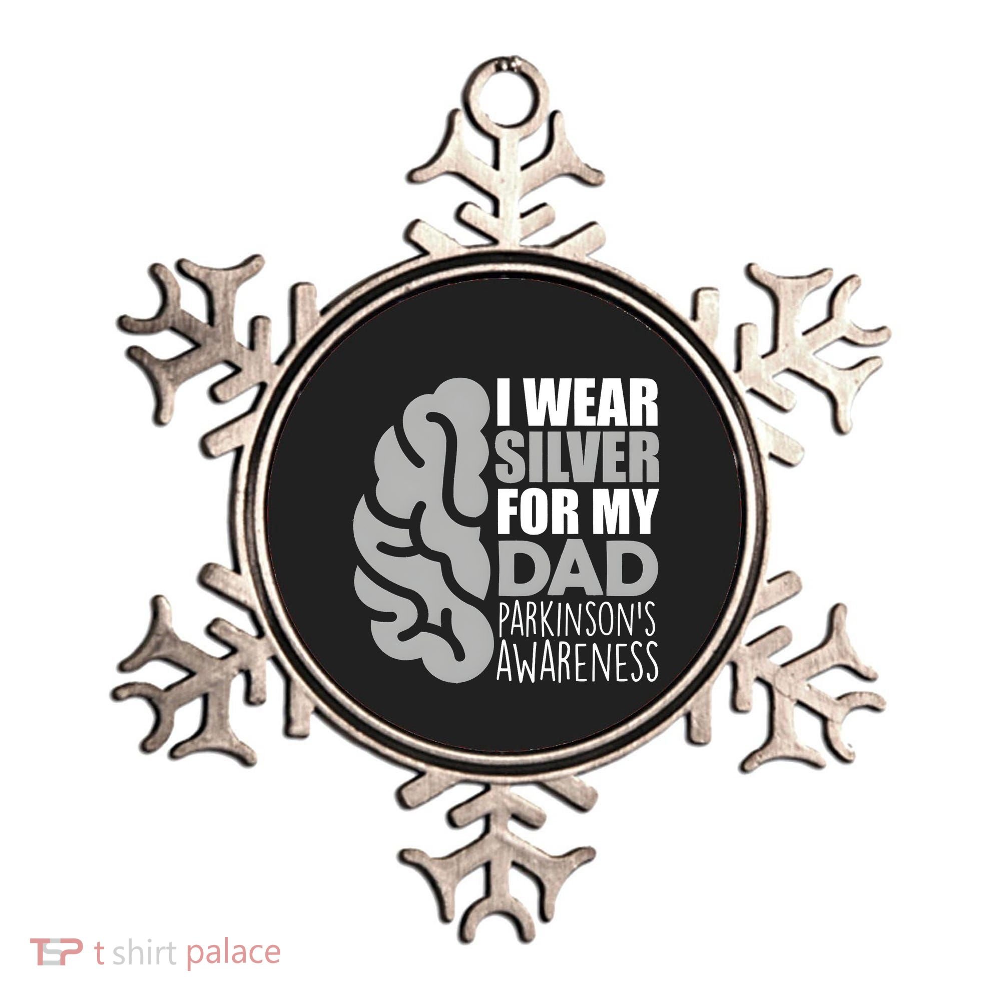 I Wear Silver For My Dad Parkinsons Awareness Ornament