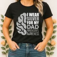 I Wear Silver For My Dad Parkinsons Awareness Women's T-Shirt thumb 2