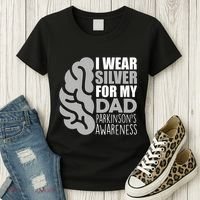 I Wear Silver For My Dad Parkinsons Awareness Women's T-Shirt thumb 3