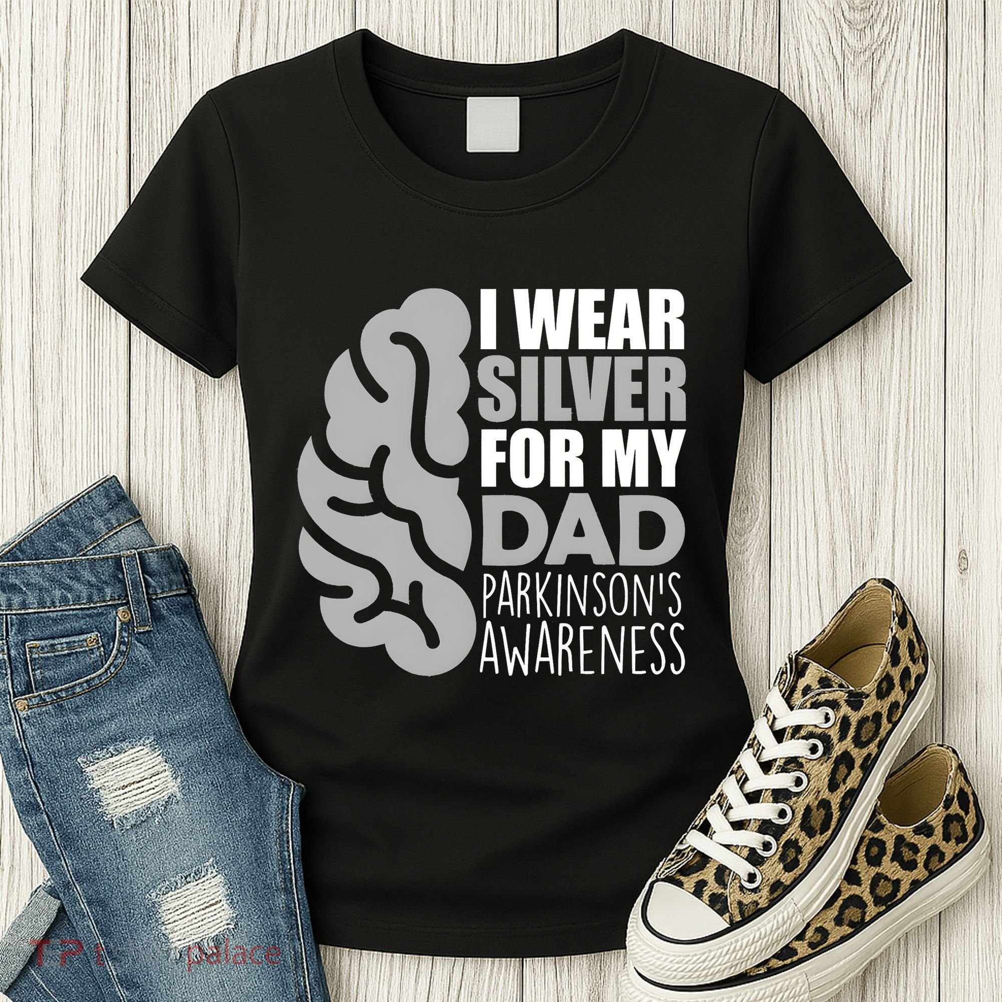 I Wear Silver For My Dad Parkinsons Awareness Women's T-Shirt