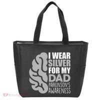 I Wear Silver For My Dad Parkinsons Awareness Tote Bag thumb 0