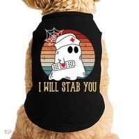 I Will Stab You Ghost Nurse Retro Funny Halloween For Nurses Gift Doggie Tank thumb 0