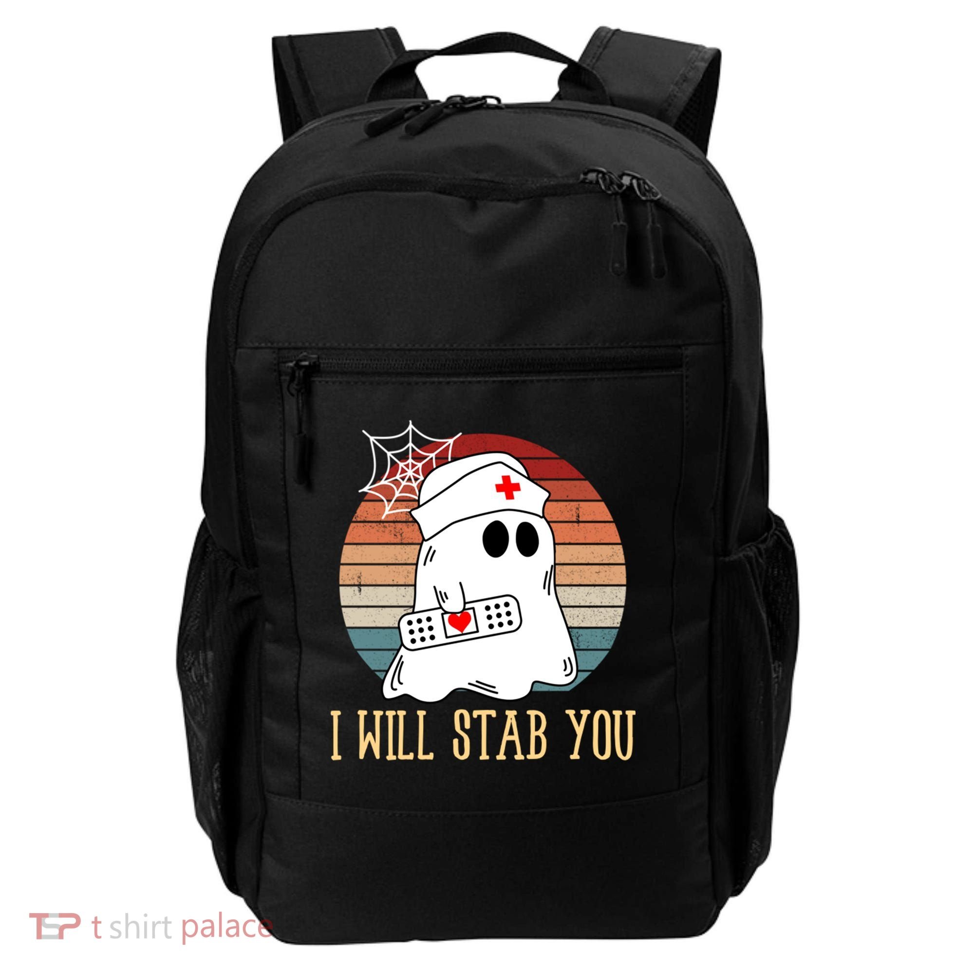 I Will Stab You Ghost Nurse Retro Funny Halloween For Nurses Gift Backpack