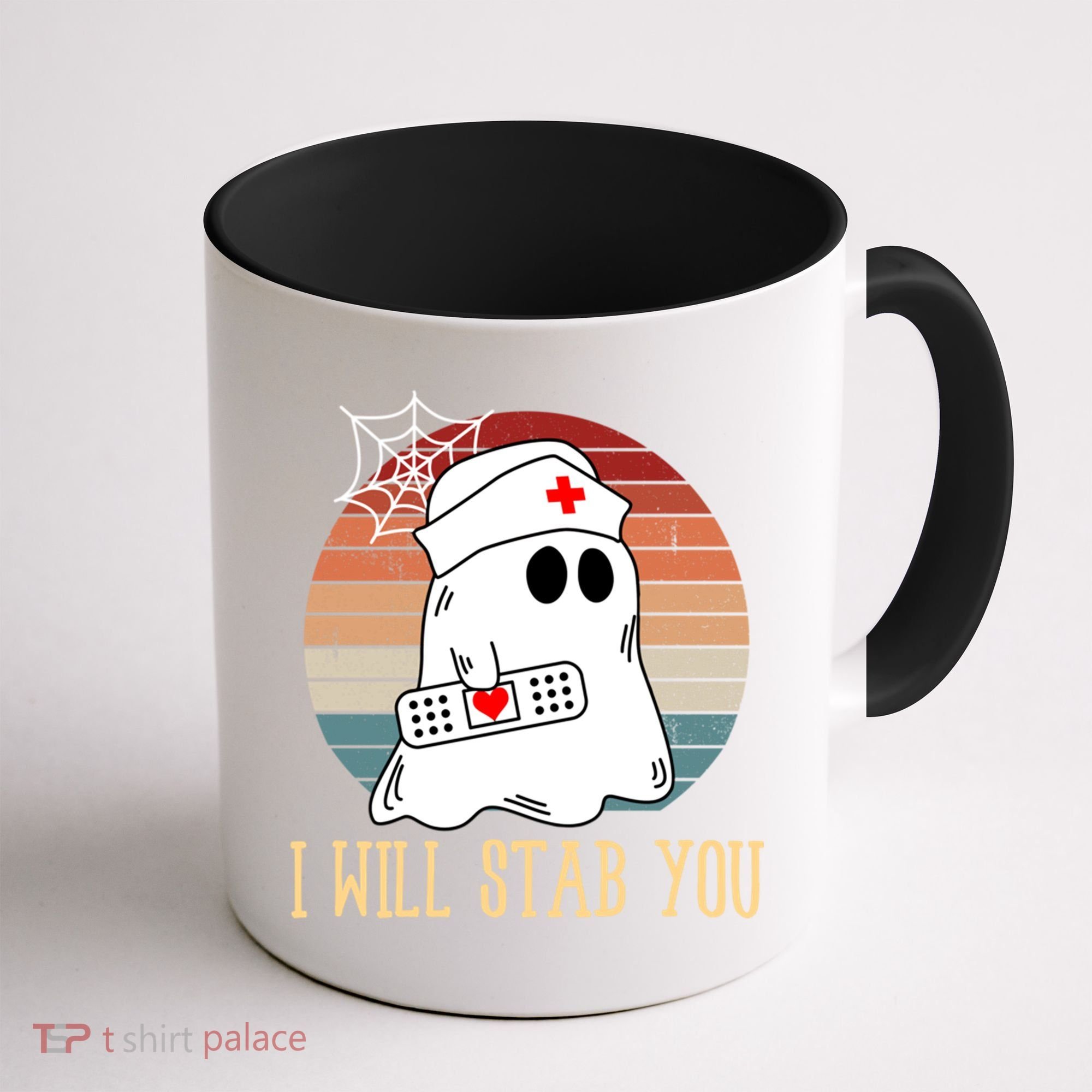 I Will Stab You Ghost Nurse Retro Funny Halloween For Nurses Gift Coffee Mug