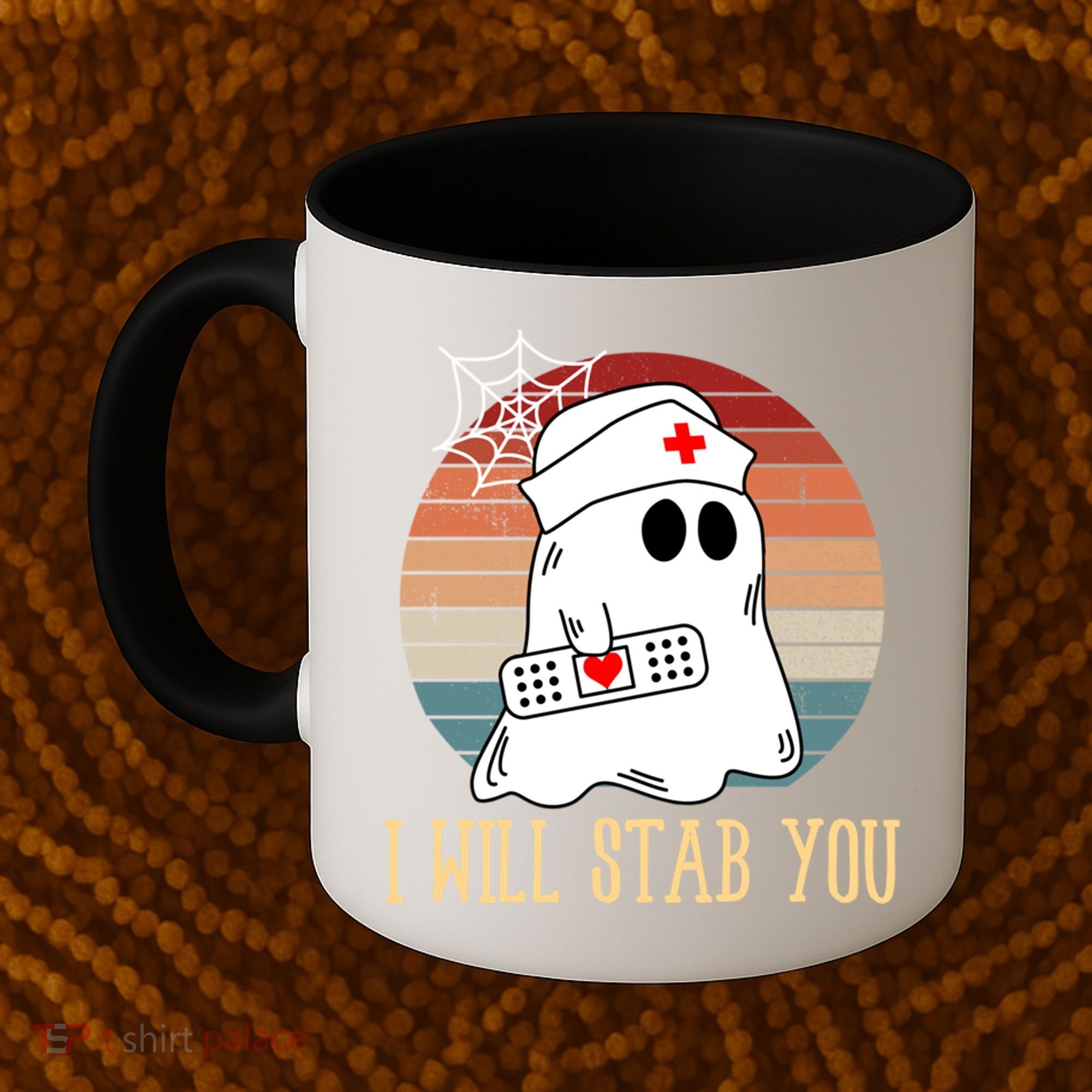 I Will Stab You Ghost Nurse Retro Funny Halloween For Nurses Gift Coffee Mug