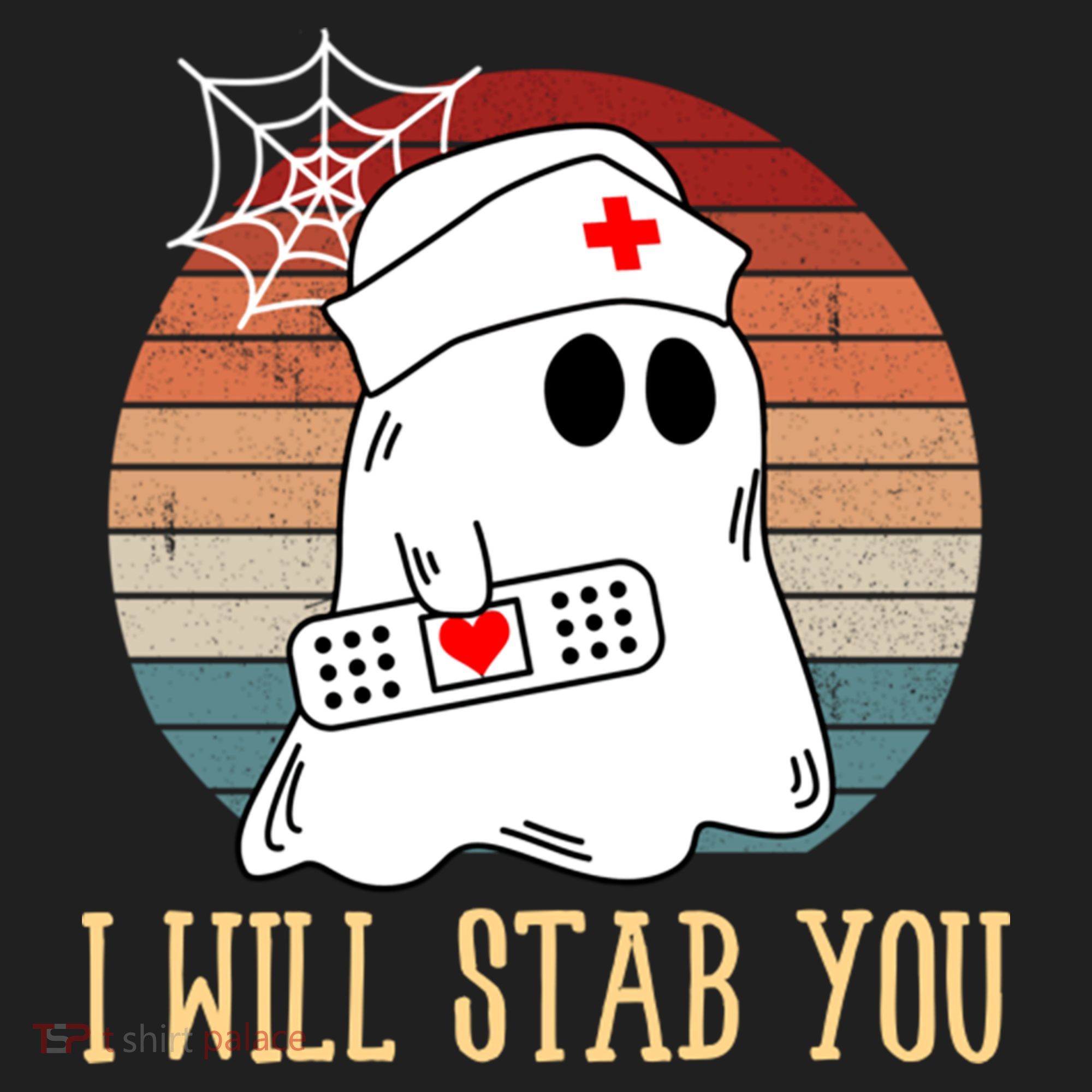 I Will Stab You Ghost Nurse Retro Funny Halloween For Nurses Gift Beanie