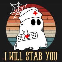 I Will Stab You Ghost Nurse Retro Funny Halloween For Nurses Gift Ornament thumb 1