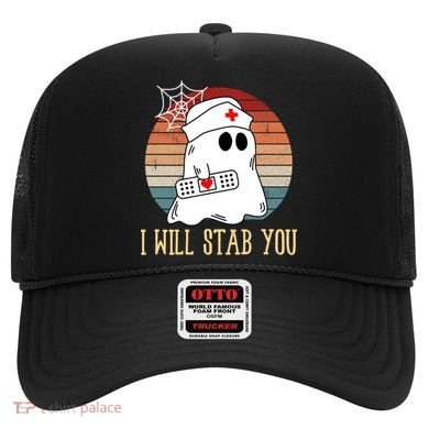 I Will Stab You Ghost Nurse Retro Funny Halloween For Nurses Gift Hat