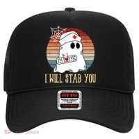 I Will Stab You Ghost Nurse Retro Funny Halloween For Nurses Gift Hat thumb 0