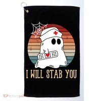 I Will Stab You Ghost Nurse Retro Funny Halloween For Nurses Gift Golf Towel thumb 0