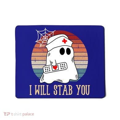 I Will Stab You Ghost Nurse Retro Funny Halloween For Nurses Gift Mousepad